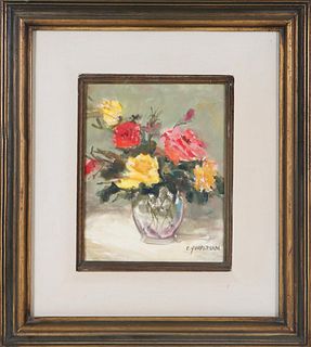 20th C. Floral Still Life, Signed Oil on Canvas