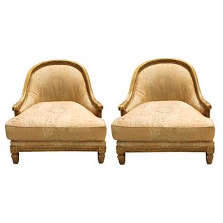 Pair Ralph Lauren Style French Upholstered Chairs