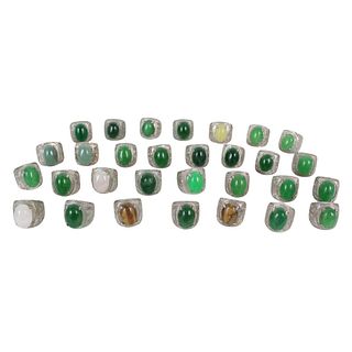 Collection of (30) Green Oriental Rings