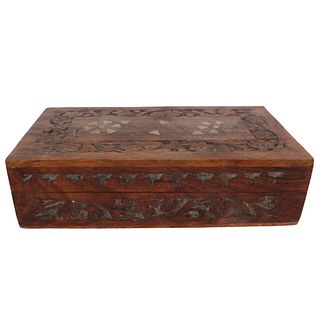 European Hand Carved Wooden Box