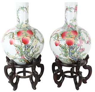 Pair of Large Chinese Famille Rose Vases
