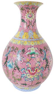 Chinese Famille Rose Pink Vase