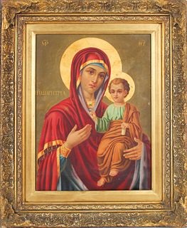 Old Russian Icon, Our Lady of Iveron O/C