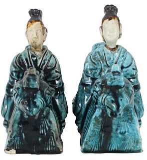 Pair of Chinese Figural Roof Tiles