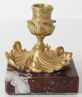 French Gilded Bronze & Onyx Candlestick