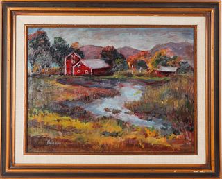 Vintage American Farm Scene Signed Hughes