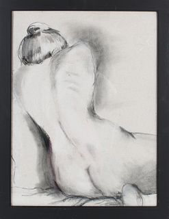 Signed Nude Study, Charcoal on Paper