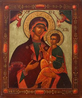 Russian Ukranian Icon Mother and Child 19th C