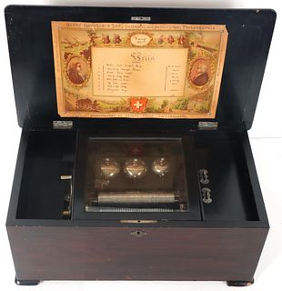Henry Gautschi & Sons Antique Inlaid Music Box