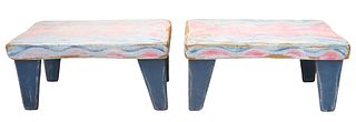 Mexican Folk Art Hand Painted Foot Stools