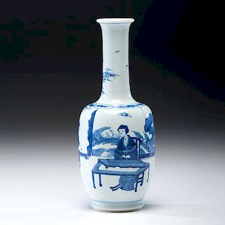 Chinese Blue and White Bottleneck Vase 