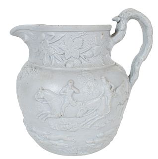 Antique 1830 Hunting Scene Pitcher
