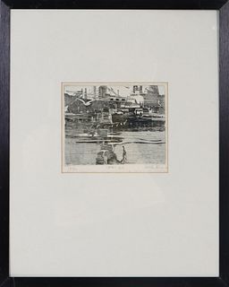 Wick Knaus (b 1928) American,  Etching "Pier 32"