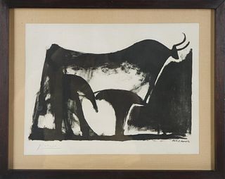 Signed Picasso Lithograph 1947 "The Black Bull"
