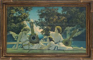 Maxfield Parrish "The Lute Players" 1924 Print