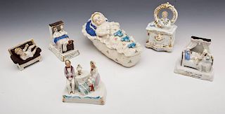 6 German Porcelain Farings and Trinket Boxes