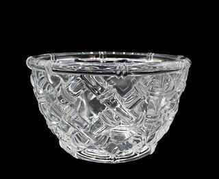 Tiffany & Co. Signed Bamboo Pattern Crystal Bowl