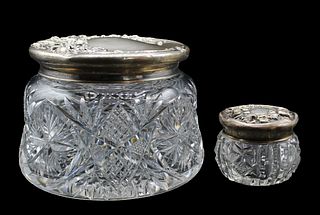 Two Antique Cut Glass Dresser Jars