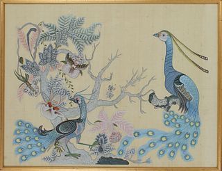 Chinese Painting on Silk of Peacocks