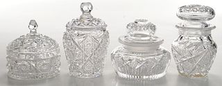 Four Brilliant Period Cut Glass Covered Containers