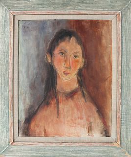 Portrait in the Style of Modigliani Vintage Oil