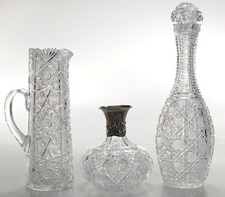 Three Brilliant Period Cut Glass Decanters