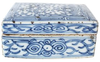 Old Chinese Blue & White Porcelain Box