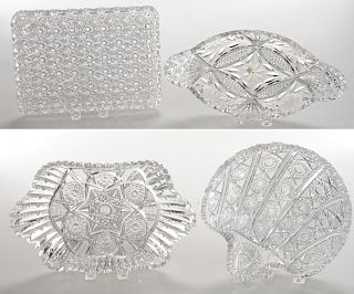 Four Brilliant Period Cut Glass Trays