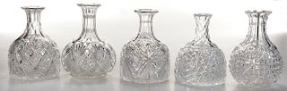 Five Brilliant Period Cut Glass Water Carafes