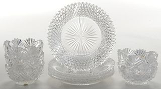 Dorflinger Brilliant Period Cut Glass Plates and Bowls
