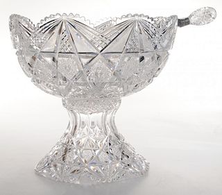 American Brilliant Period Cut Glass Co. Punch Bowl and Ladle
