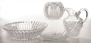 Four Brilliant Period Cut Glass Pieces