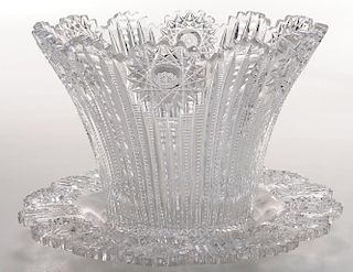 Brilliant Period Cut Glass Ice Bucket with Underplate