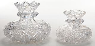 Two Libbey Brilliant Period Cut Glass Flower Centers