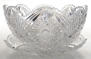 Brilliant Period Cut Glass Tray and Punch Bowl