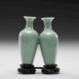 Kangxi Period Joined Celadon Glaze Vases 
