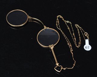 14k Gold Lorgnette and Chain