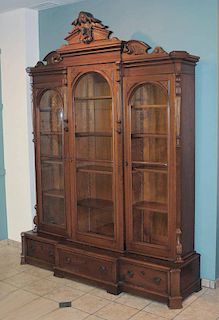 Victorian Walnut Renaissance Revival Bookcase