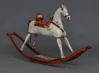 American Painted Wooden Rocking Horse