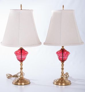 Ruby Cut To Clear Table Lamps