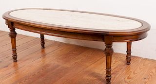 Oval Coffee Table With Marbleized Center