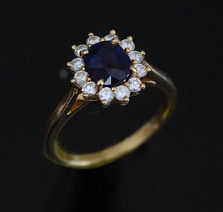 18k Gold Tiffany & Co Sapphire and Diamond Ring
