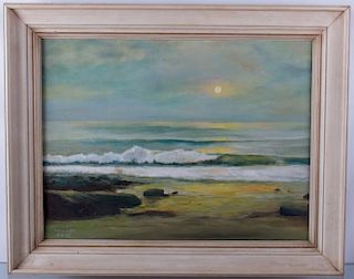 M.P. Cooke Beach Landscape Oil on Canvas