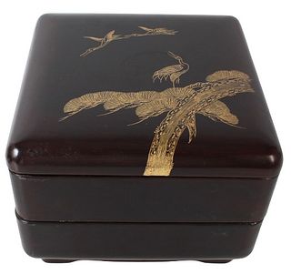 A Japanese Gold & Black Lacquer Tray