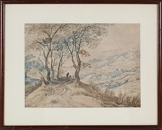 Figural Landscape Print, Signed Breugel