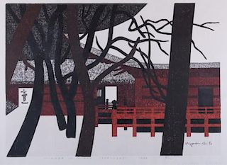 Kiyoshi Saito "Winter in Nikko" Woodcut Print
