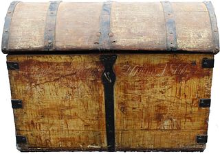 Antique Distressed Wooden Chest / Trunk