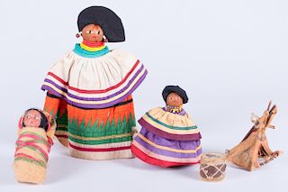 Vintage Seminole & Skookum Doll Group