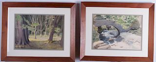 Pair of  Framed Watercolors,Unsigned