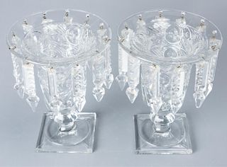 Heisey Glass Luster Vase, Pair